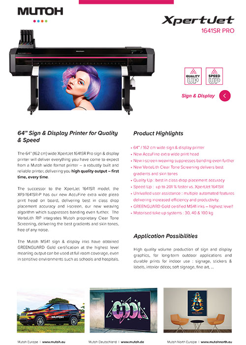 Mutoh XpertJet 1641SR Pro karta produktu